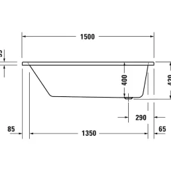 Duravit Baignoire droite No.1 180 x 85 cm + Pare bain droit AURYS Mist 1 chromé