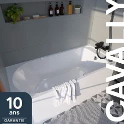 GoodHome Baignoire droite en acrylique L.160 x l.70 cm blanc, Cavally