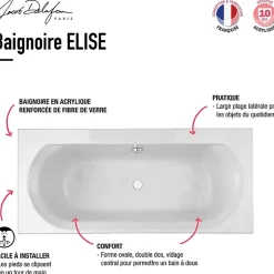 Jacob Delafon Baignoire droite Elise, deux places + nettoyant 170 X 75