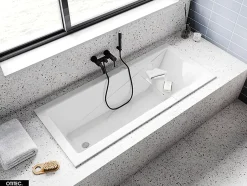 Besco Baignoire Droite sans Tablier - 170 x 70 cm - MODERN SANS TABLIER - REPOSE-TÊTE OFFERT
