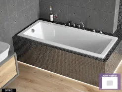 Besco Baignoire Droite sans Tablier - 120 x 70 cm - MODERN SANS TABLIER - REPOSE-TÊTE OFFERT* Baignoire Droite