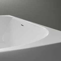 Bernstein Baignoire droite semi-îlot murale ovale acrylique salle de bain, isolation thermique - Blanc - 170x80x57cm - Garantie 5 ans - NORA* Baignoire Îlot