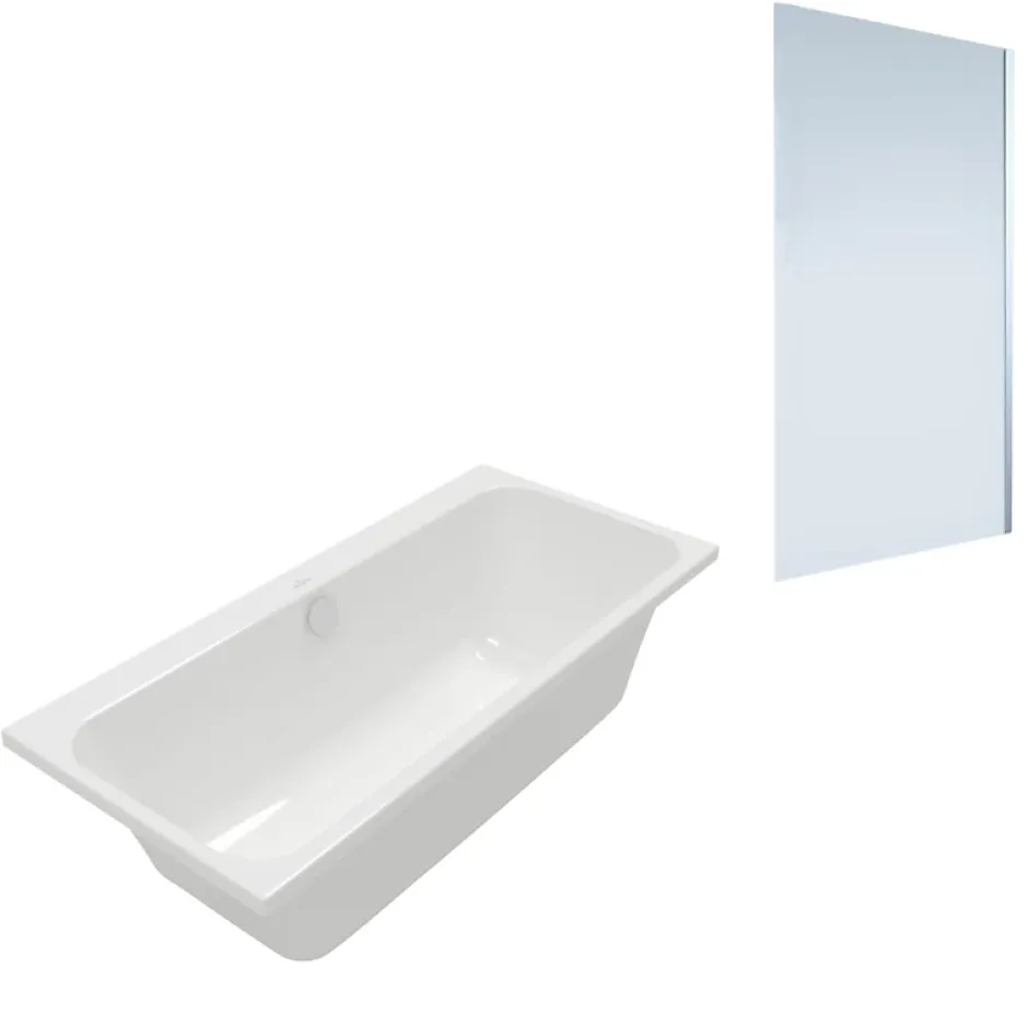 Villeroy & Boch Baignoire droite Architectura 170 x 70 cm Blanc + Pare bain droite AURYS Mist 1 chromé* Baignoire Droite
