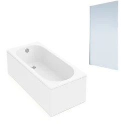 Villeroy & Boch Baignoire droite VILLEROY ET BOCH Oberon quaryl 160 x 75 cm + Pare bain gauche AURYS Mist 1 chromé