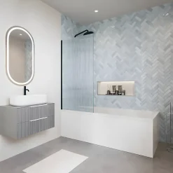 Villeroy & Boch Baignoire droite Architectura acrylique 190 x 90 cm + Pare bain gauche AURYS Raywall Noir mat