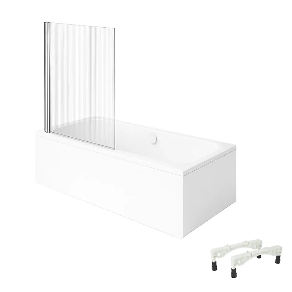 Villeroy & Boch Baignoire droite Architectura avec pieds 170 x 75 cm Blanc + Pare bain gauche AURYS Raywall chromé* Baignoire Droite