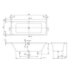 Villeroy & Boch Baignoire droite Architectura avec pieds 170 x 75 cm Blanc + Pare bain gauche AURYS Raywall chromé* Baignoire Droite