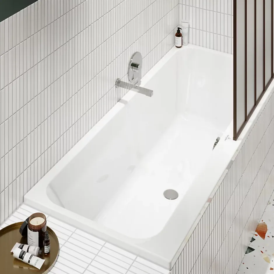 Villeroy & Boch Baignoire droite Architectura avec pieds 170 x 75 cm Blanc + Pare bain gauche AURYS Raywall chromé* Baignoire Droite
