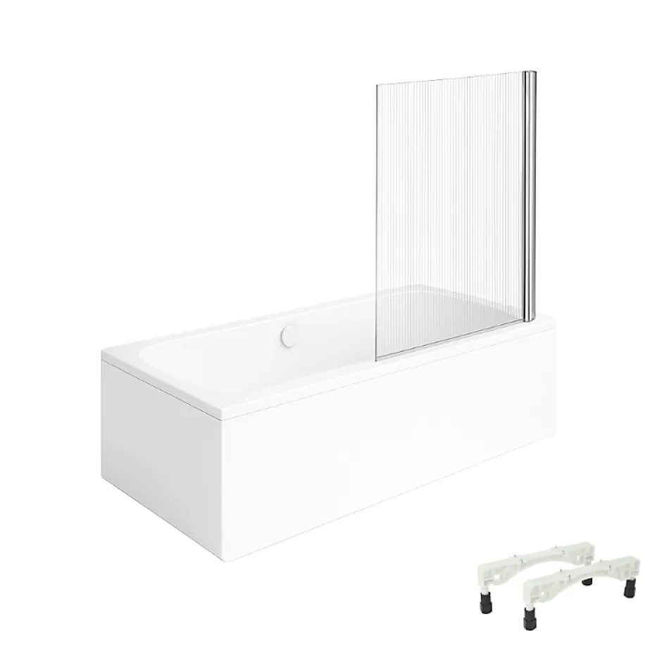 Villeroy & Boch Baignoire droite Architectura avec pieds 170 x 70 cm Blanc + Pare bain droite AURYS Raywall chromé* Baignoire Droite