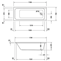 Duravit Baignoire droite 170x70 D-Code