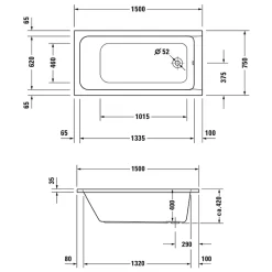 Duravit Baignoire droite 150x75 D-Code* Baignoire Droite