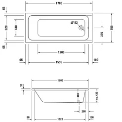 Duravit Baignoire droite 170x75 D-Code