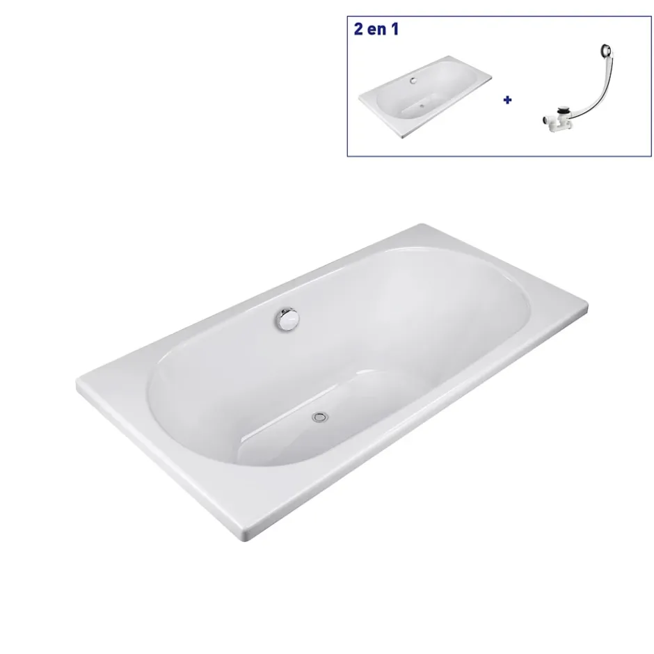 Valentin Baignoire Effusion 180 x 90 cm sans tablier* Baignoire Droite