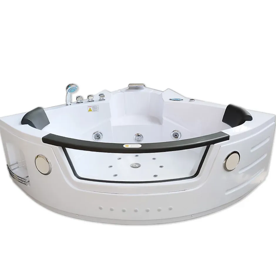 Eliteshopping Baignoire Hydromassage Chromotherapie 140 x 140 cm double pompe 20 jets Camelia