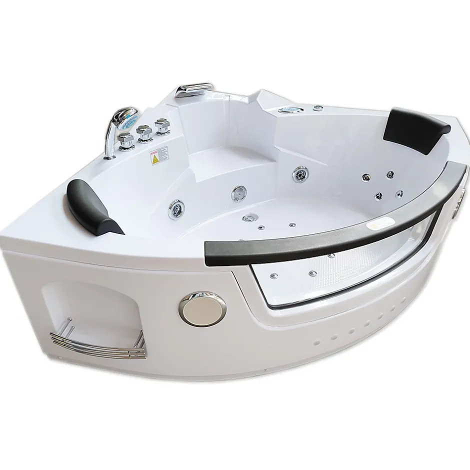 Eliteshopping Baignoire Hydromassage Chromotherapie 140 x 140 cm double pompe 20 jets Camelia