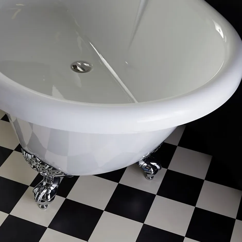 Planète Bain Baignoire ilot Charly blanche avec pieds patte d 'aigle chrome* Baignoire Îlot