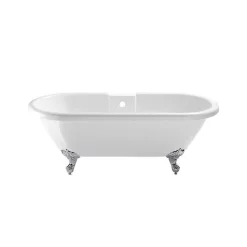 Planète Bain Baignoire ilot Charly blanche avec pieds patte d 'aigle chrome* Baignoire Îlot