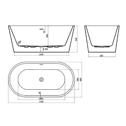 Planète Bain Baignoire ilot noir 170x80 Matte Black* Baignoire Îlot