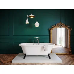 GoodHome Baignoire îlot 170 x 80 cm blanche + 4 pieds noirs, Emba