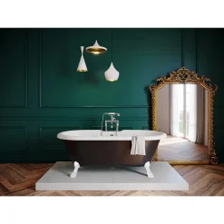 GoodHome Baignoire îlot 170 x 80 cm noire + 4 pieds blancs, Emba
