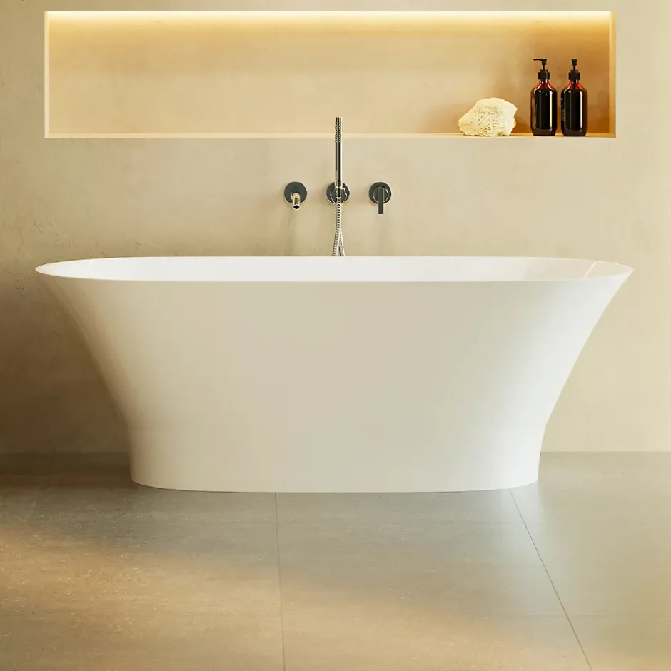 Lavaberg Baignoire îlot 157 x 69 x 55 cm Blanc Brillant en minéral composite - Mod. GLIT