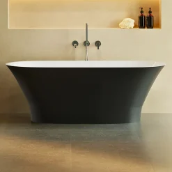 Lavaberg Baignoire îlot 157 x 69 x 55 cm Noir et Blanc Brillant en minéral composite - Mod. GLIT* Baignoire Îlot