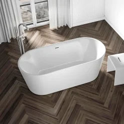 Bernstein Baignoire îlot acrylique design et moderne pour salle de bain, isolation thermique, Blanc, 170x75x58cm, Garantie 5 ans, MIO 2.0