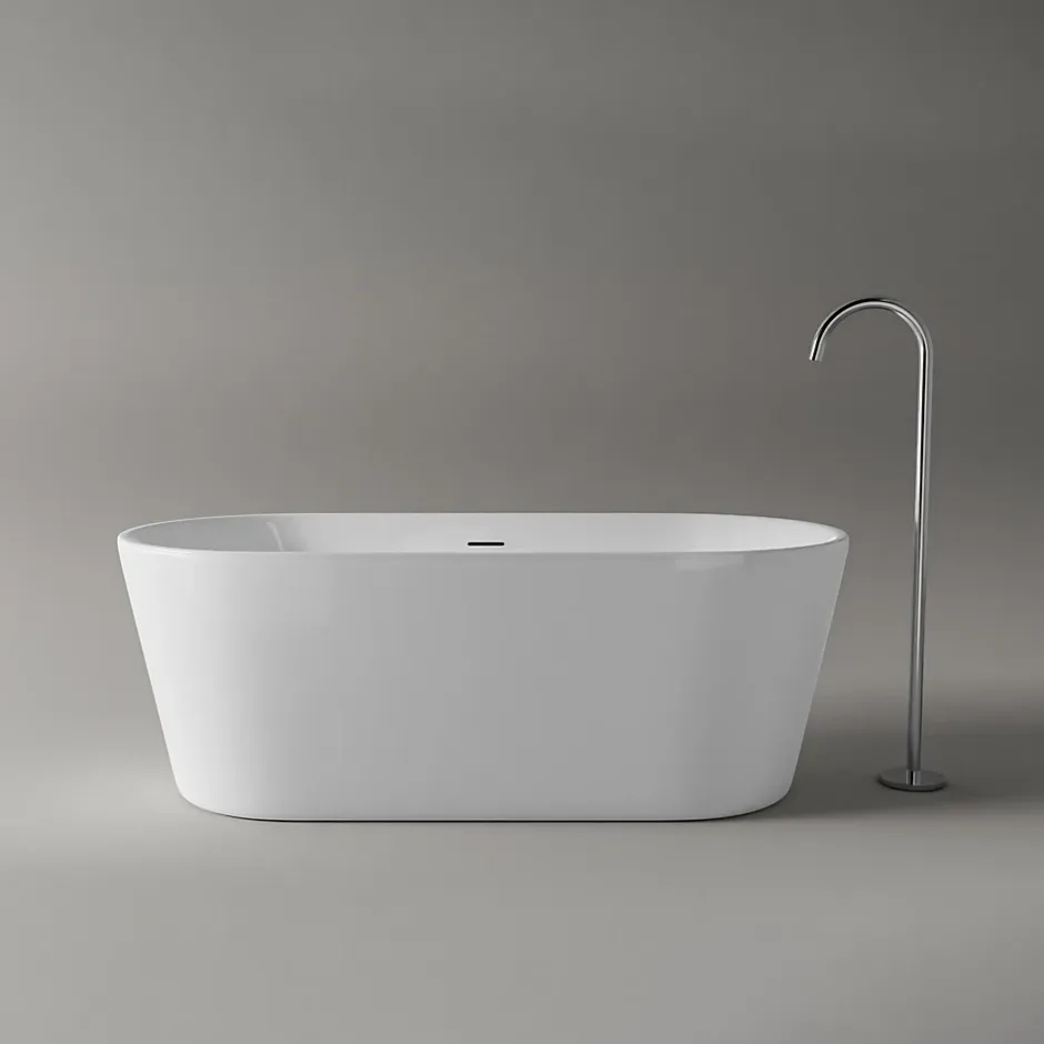 Bernstein Baignoire îlot acrylique design et moderne pour salle de bain, isolation thermique, Blanc, 170x75x58cm, Garantie 5 ans, MIO 2.0