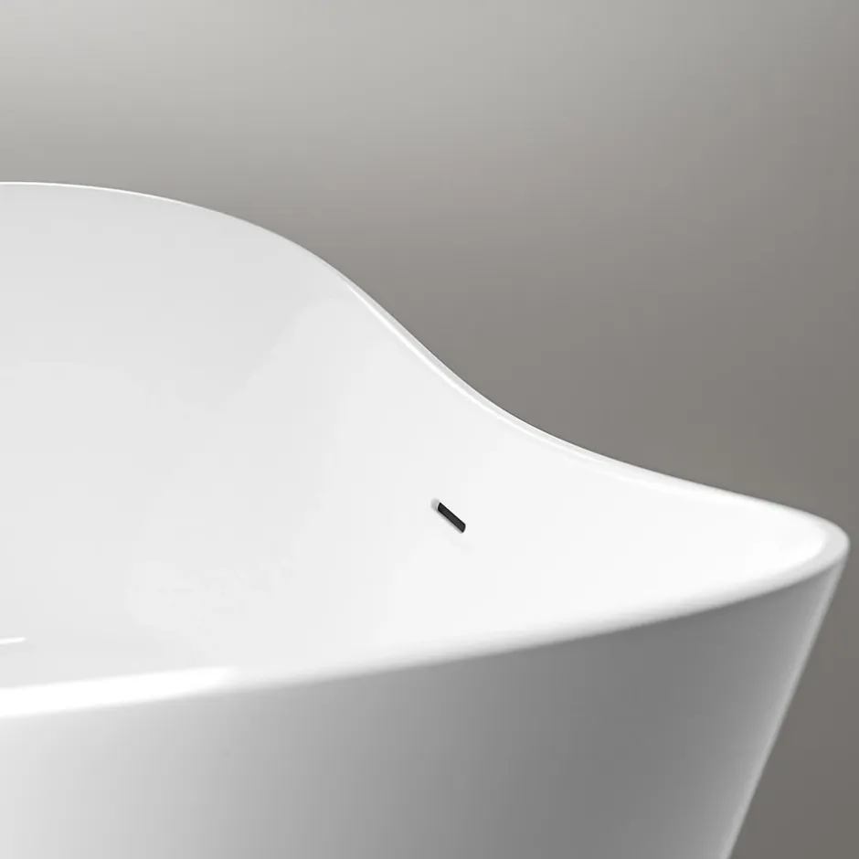 Bernstein Baignoire îlot Acrylique Design Moderne pour Salle de Bain avec Bonde et trop plein, Blanc, 170x80x68cm, Garantie 5 ans, SIENA 2.0* Baignoire Îlot