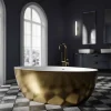 Bernstein Baignoire îlot acrylique effet feuille d'or TERRA - 186x88cm - Garantie 5 ans - Avec siphon, Avec robinet mitigeur 8028B* Baignoire Îlot