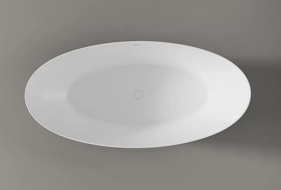 Bernstein Baignoire îlot acrylique effet feuille d'or TERRA - 186x88cm - Garantie 5 ans - Avec siphon, Avec robinet mitigeur 8028B* Baignoire Îlot