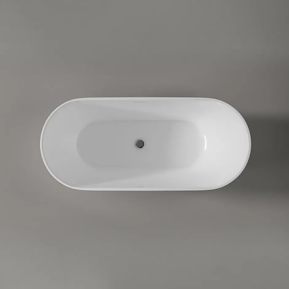 Bernstein Baignoire îlot Acrylique Oval Moderne pour Salle de Bain avec Bonde et trop plein, Blanc, 170x75x58cm, Garantie 5 ans, ROMA 2.0