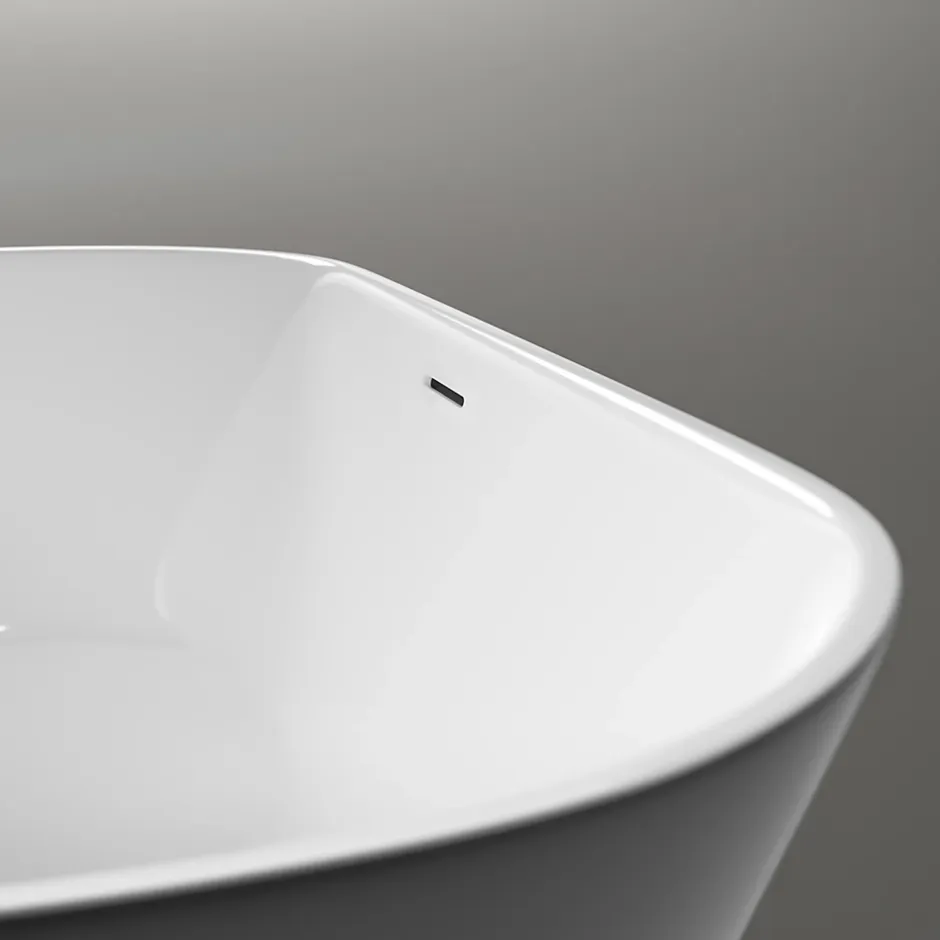Bernstein Baignoire îlot Acrylique Oval Moderne pour Salle de Bain avec Bonde et trop plein, Blanc, 170x75x58cm, Garantie 5 ans, ROMA 2.0