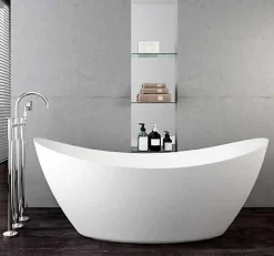Bernstein Baignoire îlot acrylique ovale 173x73x75cm + Bonde et trop plein - Blanc mat - SIENA* Baignoire Îlot