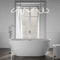 Bernstein Baignoire îlot Acrylique Ovale Moderne Salle de Bain avec Bonde- Blanc, 160x75x59cm, Garantie 5 ans, Bords épais, JAZZ PLUS 2.0* Baignoire Îlot