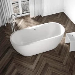 Bernstein Baignoire îlot Acrylique ovale 165x75x58cm Blanc mat + Bonde et trop plein - ROMA PLUS 2.0* Baignoire Îlot