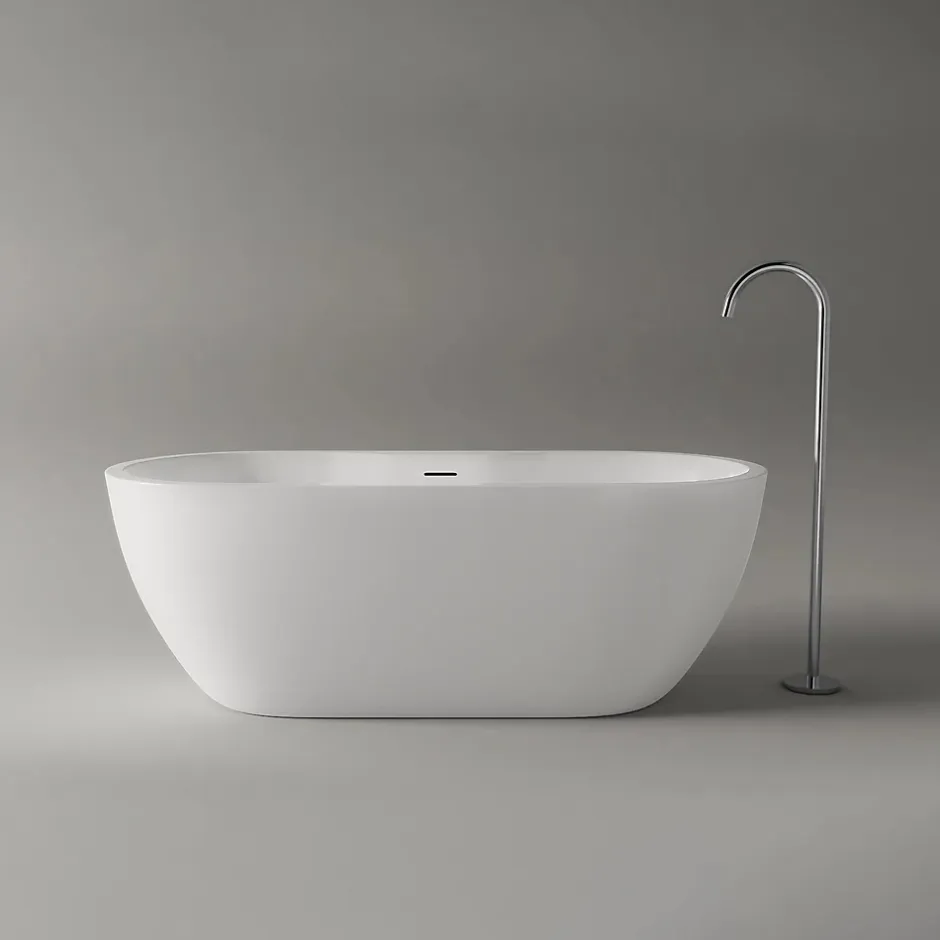 Bernstein Baignoire îlot Acrylique ovale 165x75x58cm Blanc mat + Bonde et trop plein - ROMA PLUS 2.0* Baignoire Îlot