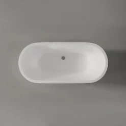 Bernstein Baignoire îlot Acrylique ovale 165x75x58cm Blanc mat + Bonde et trop plein - ROMA PLUS 2.0* Baignoire Îlot