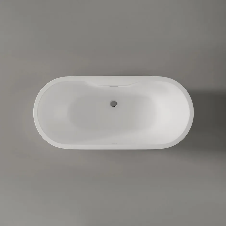Bernstein Baignoire îlot Acrylique ovale 165x75x58cm Blanc mat + Bonde et trop plein - ROMA PLUS 2.0* Baignoire Îlot