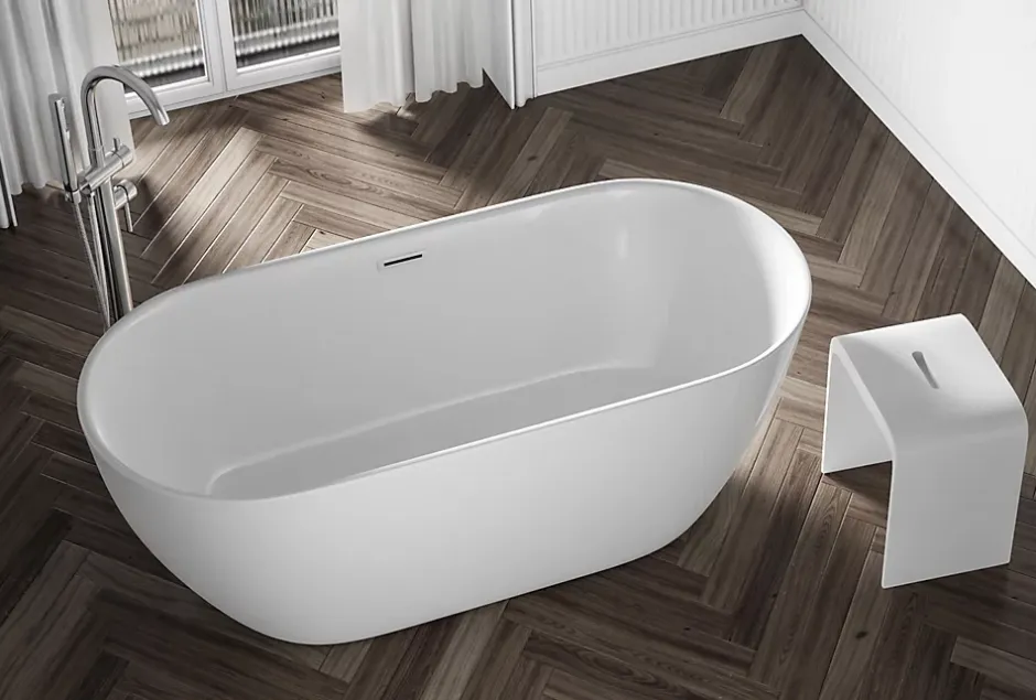 Bernstein Baignoire îlot Acrylique ovale 180x80x59cm Blanc brillant + Bonde et trop plein - JAZZ PLUS 2.0
