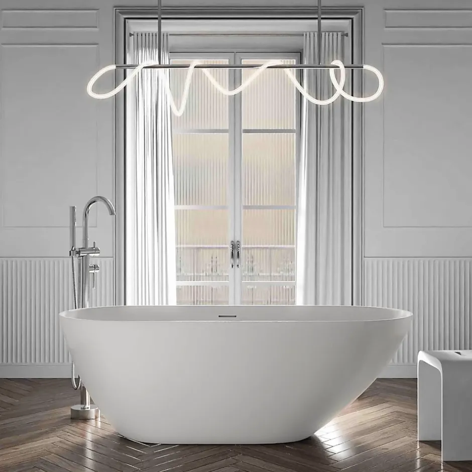 Bernstein Baignoire îlot Acrylique ovale design 180x80x58cm Blanc mat + Bonde et trop plein - ROMA 2.0* Baignoire Îlot
