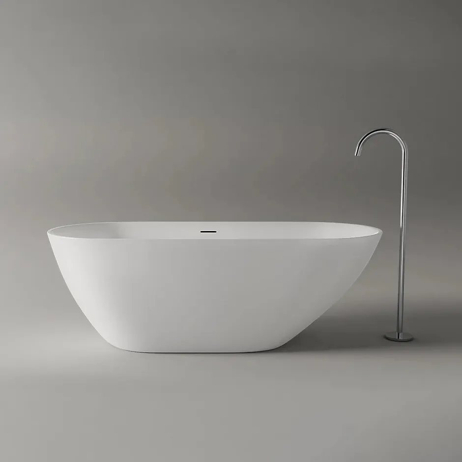 Bernstein Baignoire îlot Acrylique ovale design 180x80x58cm Blanc mat + Bonde et trop plein - ROMA 2.0* Baignoire Îlot