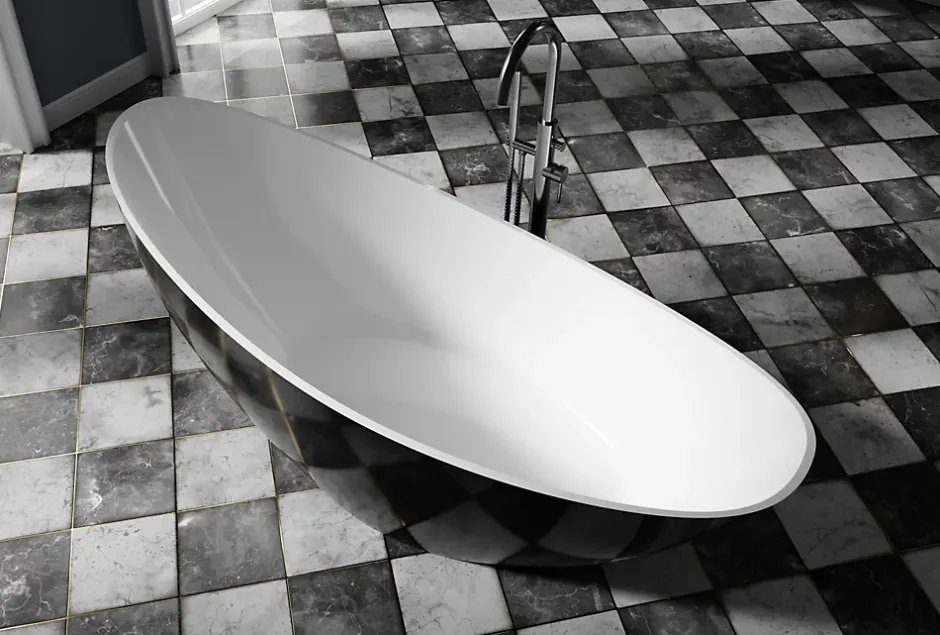 Bernstein Baignoire îlot acrylique ovale design 184x79x77cm Blanc mat + Bonde et trop plein - VICE 2.0