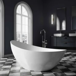Bernstein Baignoire îlot acrylique ovale design 184x79x77cm Noir / Blanc mat + Bonde et trop plein - VICE 2.0* Baignoire Îlot