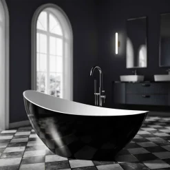 Bernstein Baignoire îlot acrylique ovale design 184x79x77cm Noir / Blanc mat + Bonde et trop plein - VICE 2.0* Baignoire Îlot