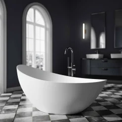 Bernstein Baignoire îlot acrylique ovale design 184x79x77cm Noir / Blanc mat + Bonde et trop plein - VICE 2.0* Baignoire Îlot