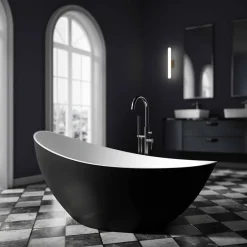Bernstein Baignoire îlot acrylique ovale design 184x79x77cm Noir / Blanc mat + Bonde et trop plein - VICE 2.0* Baignoire Îlot
