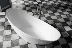Bernstein Baignoire îlot acrylique ovale design 184x79x77cm Noir / Blanc mat + Bonde et trop plein - VICE 2.0* Baignoire Îlot