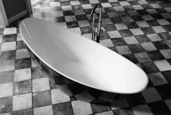Bernstein Baignoire îlot acrylique ovale design 184x79x77cm Noir / Blanc mat + Bonde et trop plein - VICE 2.0* Baignoire Îlot