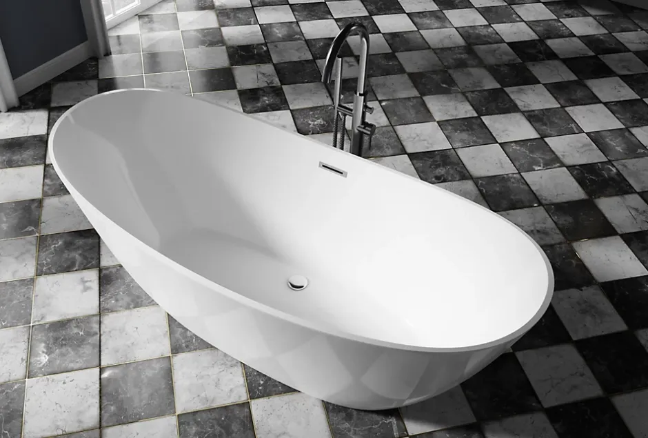 Bernstein Baignoire îlot Acrylique ovale 170x78x69cm + Bonde et trop plein - Blanc brillant - BELLAGIO 2.0* Baignoire Îlot